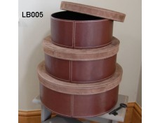 Round Leather Storage Hat Boxes